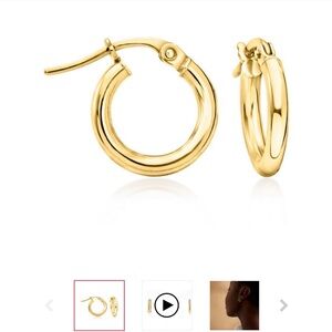 2mm 14kt Yellow Gold Small Hoop Earrings. 1/2"